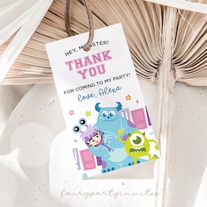 Monsters Inc Birthday Editable Favor Tag, Monsters Inc Gift Thank You Tag, Monsters Inc Birthday Party Favor Gift Tag - MON01