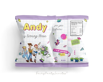 Plantilla de etiqueta para bolsa de papas fritas de Toy Story: recuerdo de fiesta de cumpleaños (descarga instantánea)