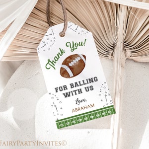 Football Editable Favor Tag, Football Gift Thank You Tag Instant Download, Football Birthday Invitation, Football Party Favor Tag – FTB01