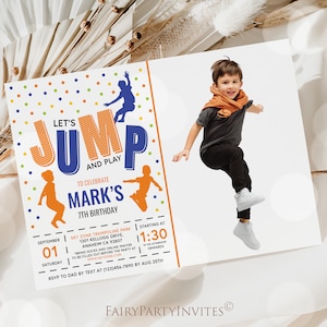 Jump Birthday Party Invitation Template, Jump Trampoline Birthday Invitation, Jump Thank You Tag, Jump Printable Instant Download - JMP01
