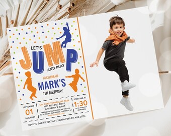 Jump Birthday Party Invitation Template: Trampoline Theme (Digital Download)