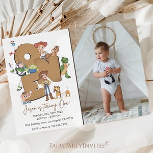 Toy Story Birthday Invitation Template, Toy Story Invitation, Toy Story Thank You Tag, Toy Story Editable First Birthday Invitation - TS01
