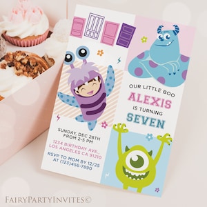 Monsters Inc Birthday Invitation Template, Monster Inc Invitation, Monster Inc Thank You Tag, Monster Inc Birthday Invitation - MON01