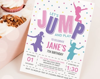 Jump Birthday Party Invitation Template (Digital Download)