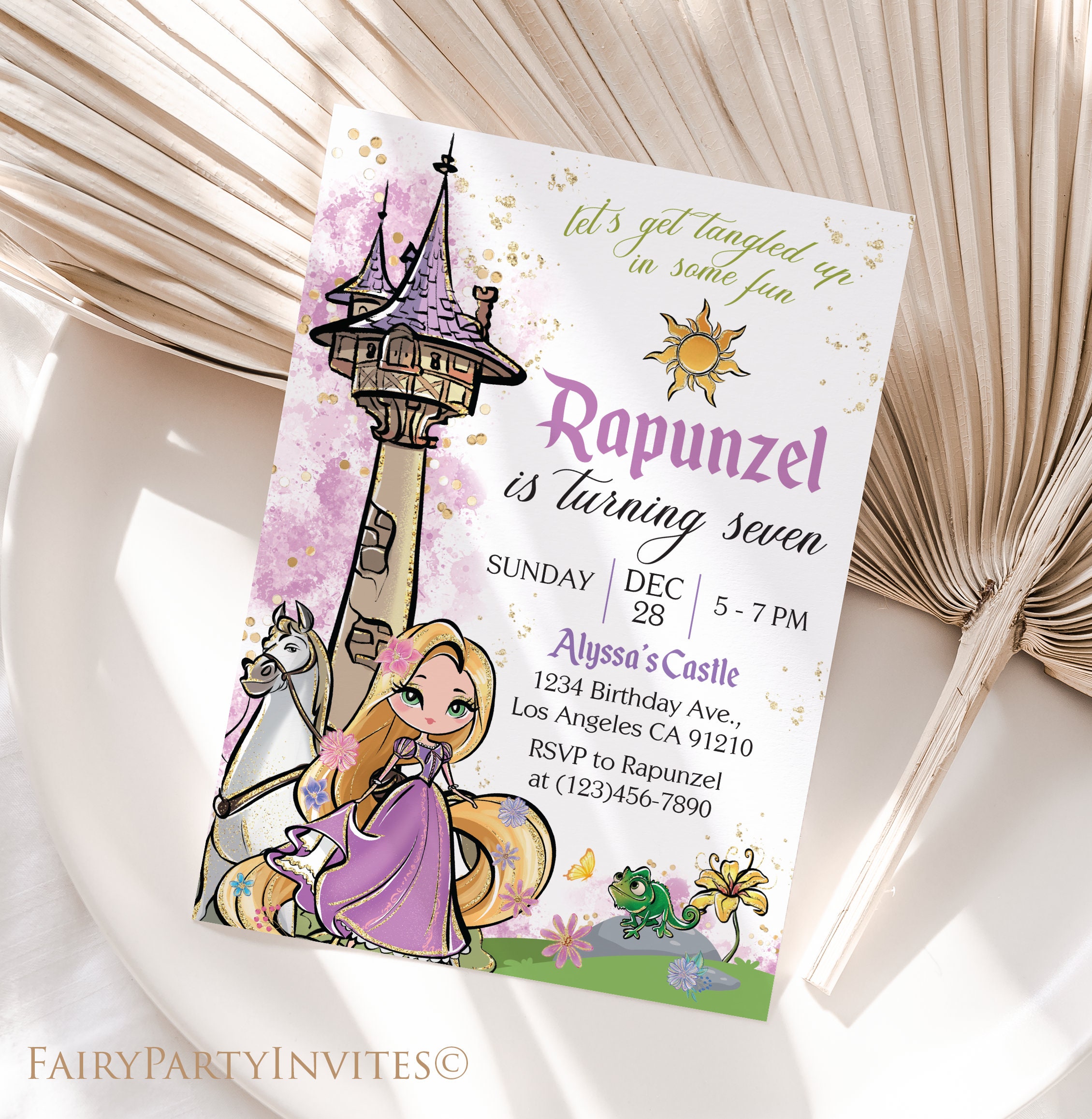 Tangled Birthday Invitation Template: Editable Rapunzel Party (digital ...