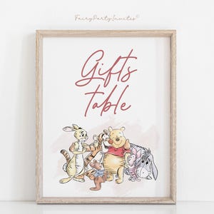 Letrero para mesa de fiesta de cumpleaños de Winnie The Pooh, letrero para obsequio de fiesta de Winnie The Pooh, letrero para mesa de fiesta de cumpleaños con temática de Winnie The Pooh - WTP01