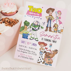 Toy Story Pink Birthday Invitation Template: Editable Party Invite (Digital)