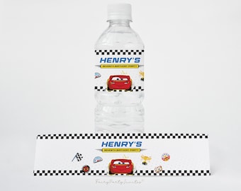 Lightning McQueen Water Bottle Label: Radiator Springs Party (Instant Download)