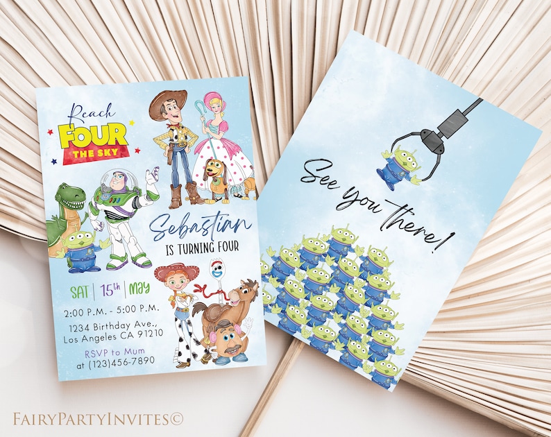 Toy Story 5x7 Birthday Invitation, Instant Download Editable Template