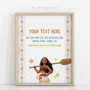 Moana Birthday Party Table Sign, Moana Party Sign, Moana Party Favor Treat Sign, Moana Theme Birthday Party Table Sign, Moana Banner