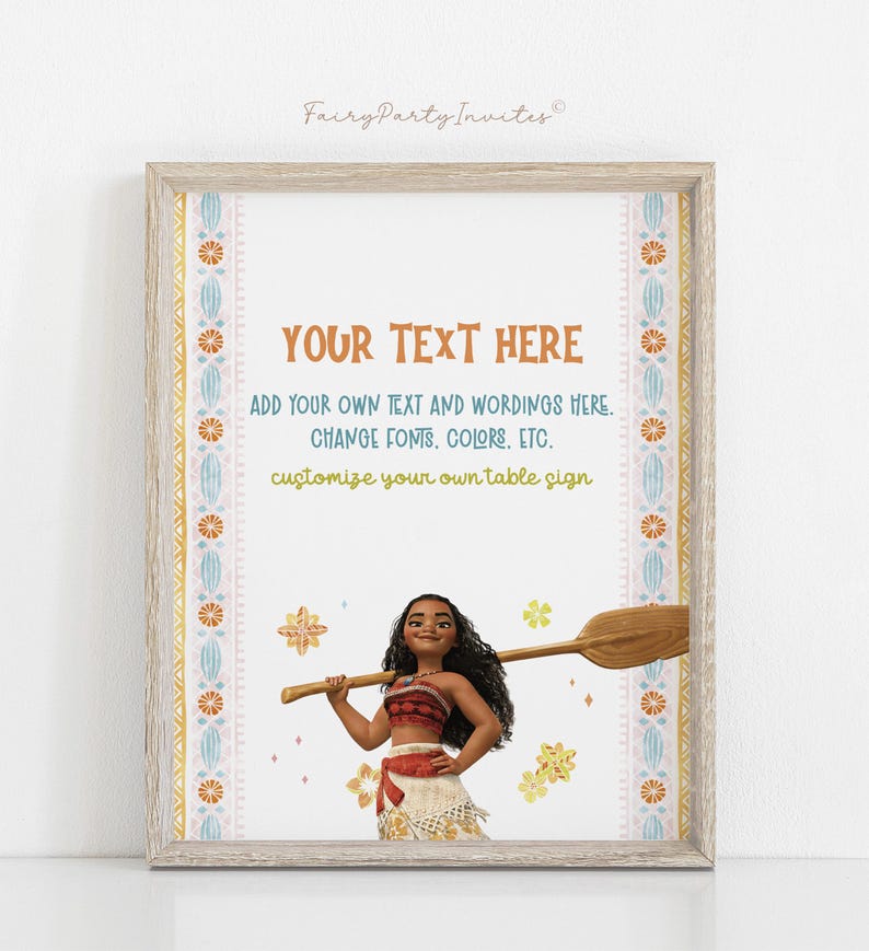 Moana Birthday Party Table Sign, Moana Party Sign, Moana Party Favor Treat Sign, Moana Theme Birthday Party Table Sign, Moana Banner