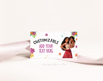 Plantilla de tarjeta de lugar de Moana: Carpa de comida editable (descarga instantánea)