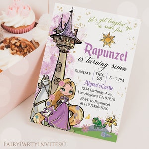 Tangled Birthday Invitation Template, Tangled Invitation, Tangled Thank You Tag, Tangled Birthday Editable Invitation - RAP01