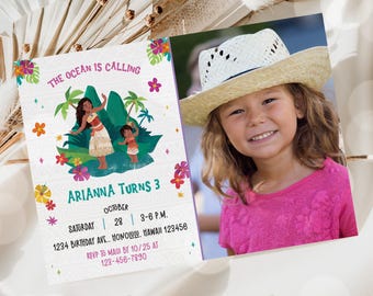 Moana Birthday Invitation Template: Editable Party Invite (7x5")