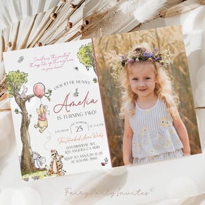 Winnie The Pooh Birthday Invitation Template, Winnie The Pooh Invitation,  Winnie The Pooh Birthday Editable Invite Instant Download - WTP01