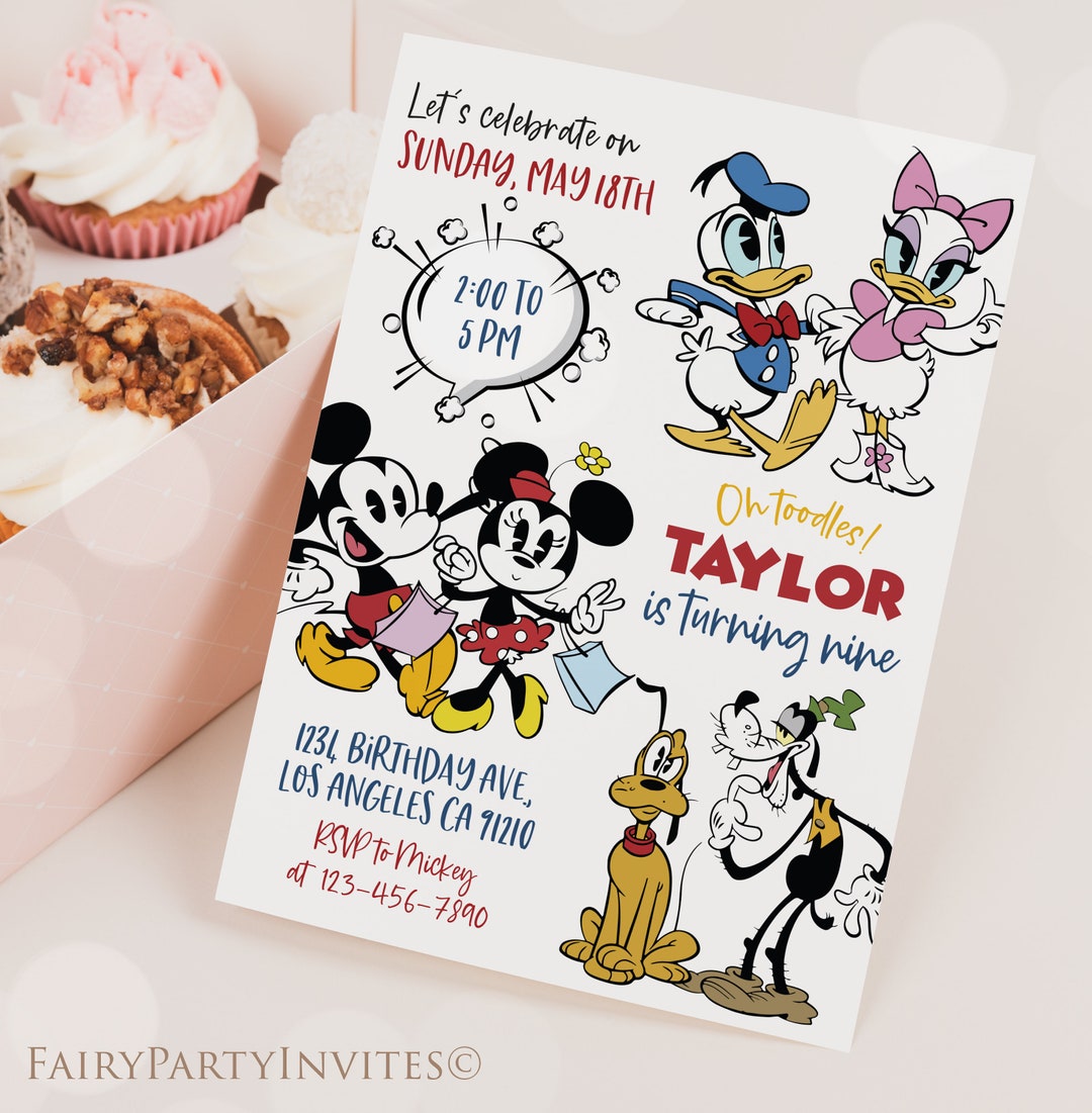 Mickey Mouse Birthday Invitation Template: Editable Party Invite ...