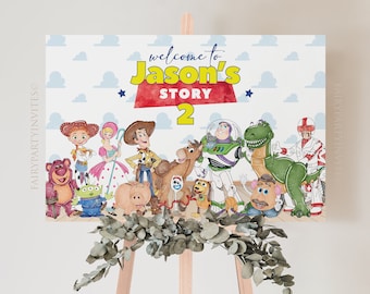 Letrero de bienvenida de Toy Story: Banner de fiesta editable (descarga digital)