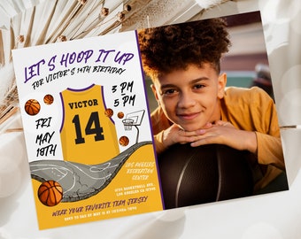 Basketball Birthday Invitation Template Printable, Basketball Birthday Invitation, Editable Basketball Invitation, Sports Invitation – BB02