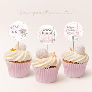 Cafe Paris Cupcake Topper, französisches Pariser Cafe druckbare Cupcake Topper, Französisch Themen Topper, Paris Cupcake Topper Sofortiger Download - PR01