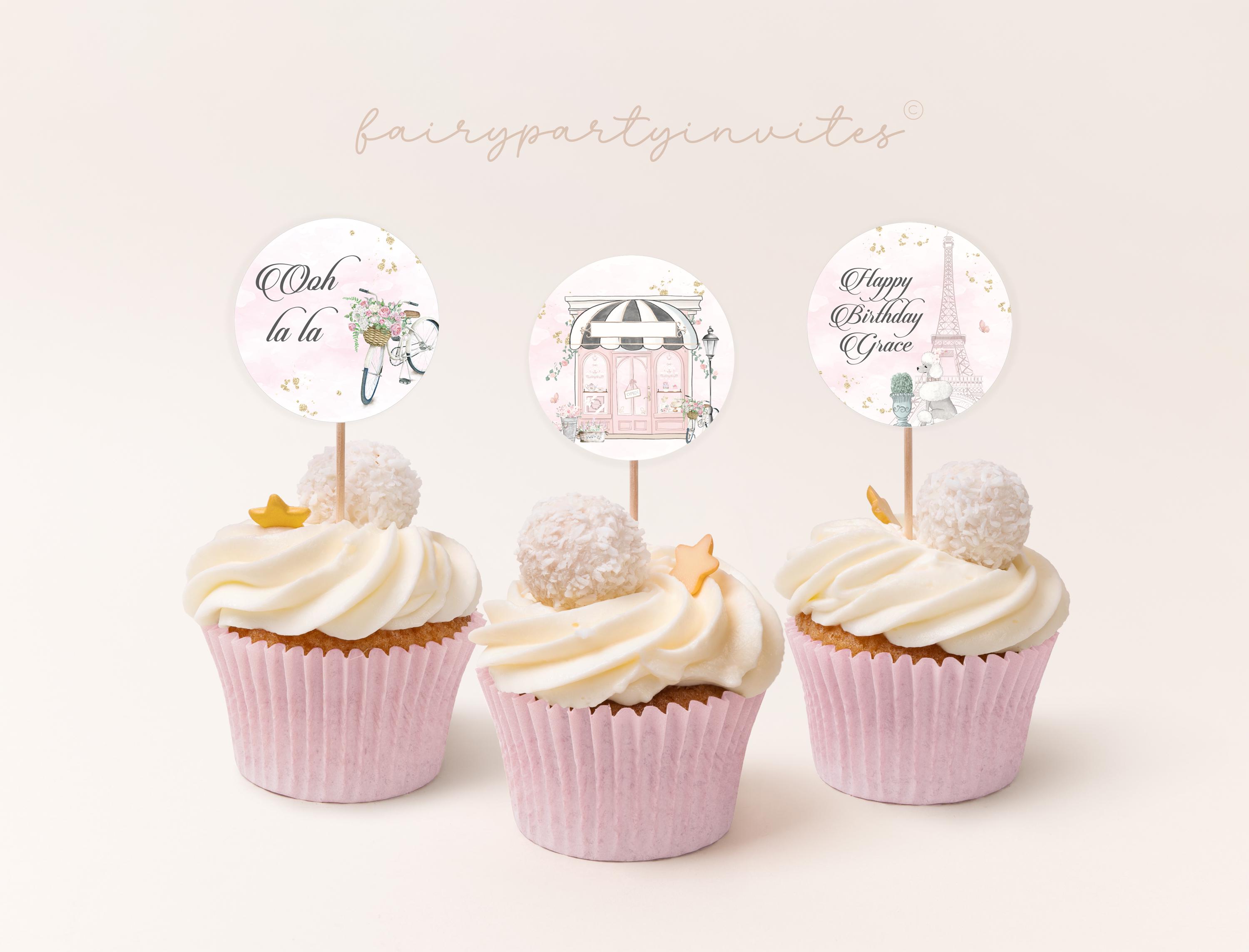 Cafe Paris Cupcake Topper, French Parisian Cafe Printable Cupcake Topper, French Themed Topper, Paris Cupcake Topper Instant Download - PR01