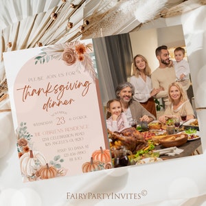 Thanksgiving Invitation Template Printable, Thanksgiving Instant Download Invitation, Editable Thanksgiving Invitation – TKS01