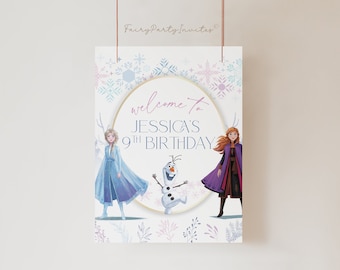 Ice Princess Birthday Welcome Sign: Editable Party Decor (Digital Download)