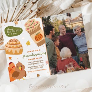 Thanksgiving Dinner Invitation Template Printable, Thanksgiving Instant Download Invitation, Editable Thanksgiving Turkey Invitation – TKS05