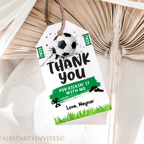 Soccer Favor Tag, Soccer Gift Thank You Tag, Soccer Editable Instant Download Birthday Invitation, Soccer Party Favor Tag – SW01