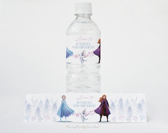 Ice Princess Water Bottle Label Template, Ice Princess Bottle Wrapper, Ice Princess Party Favor Birthday Instant Download - FR01