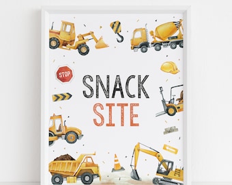 Construction Party Table Sign: Snack Site Favor Treat (Digital Download)