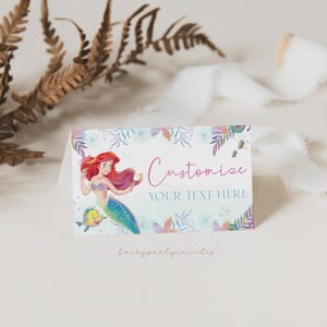 The Little Mermaid Place Card, The Little Mermaid Food Tent, The Little Mermaid Folded Tent Card, The Little Mermaid Place Card