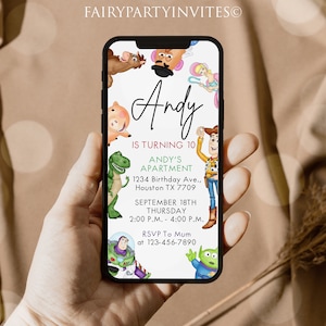 Toy Story Phone Birthday Invitation Template, Toy Story Electronic Invitation, Toy Story Thank You Tag, Electronic Invite - TS01