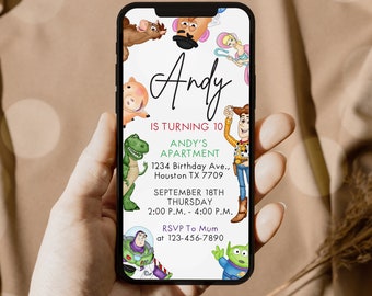 Toy Story Birthday Phone Invitation Template, Electronic Invite