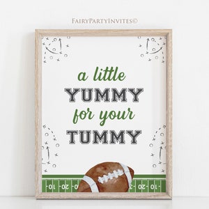 Football Birthday Party Table Sign: Yummy Tummy Design (Digital Download)