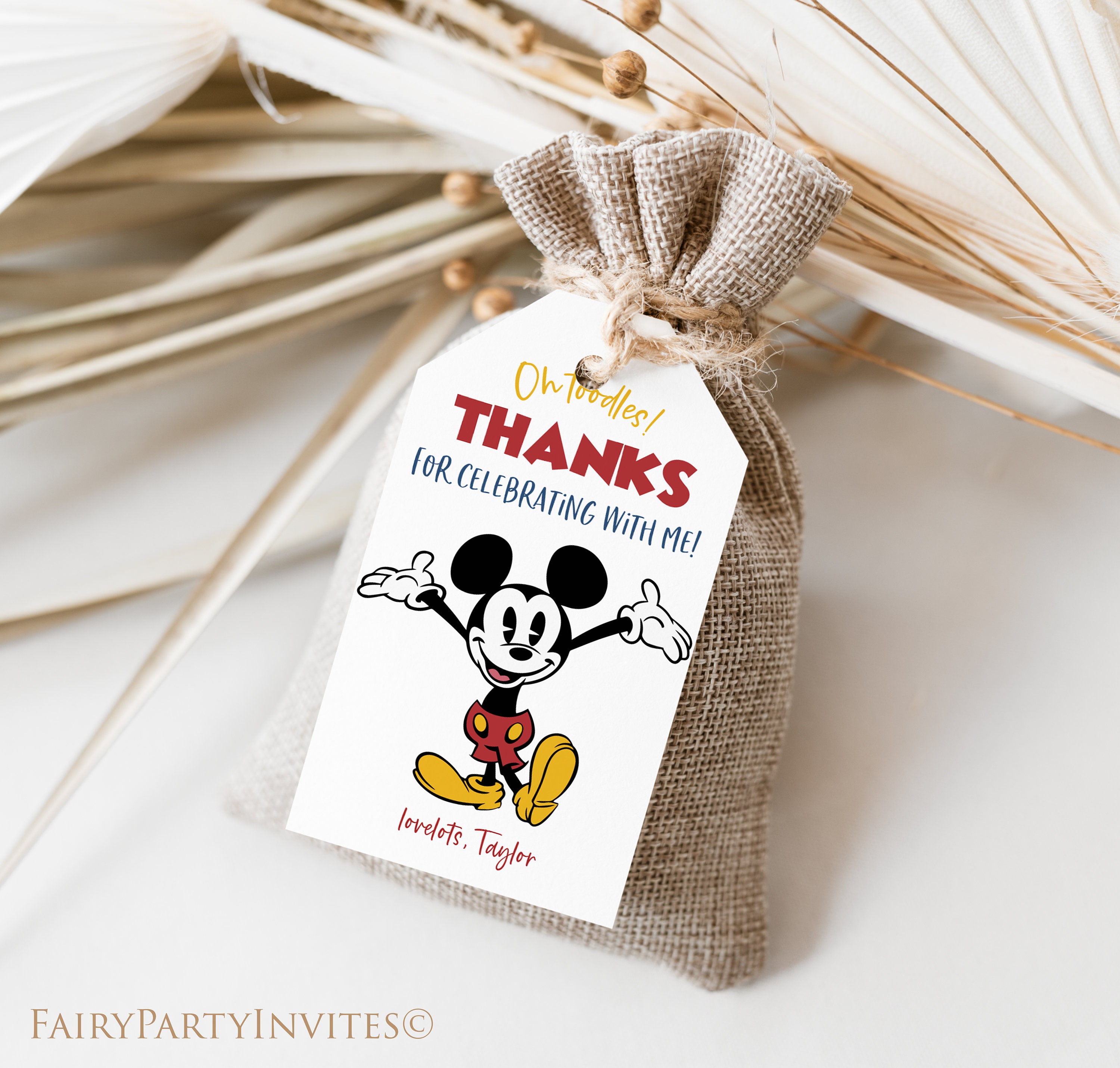 Mickey Mouse Editable Instant Download Favor Tag Mickey Mouse - Etsy