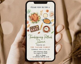 Thanksgiving Potluck Dinner Invitation: Editable Electronic Invite (TKS03)