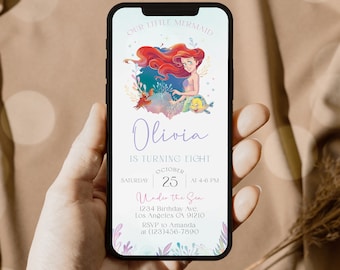 Little Mermaid Birthday Invitation: Editable Phone Template