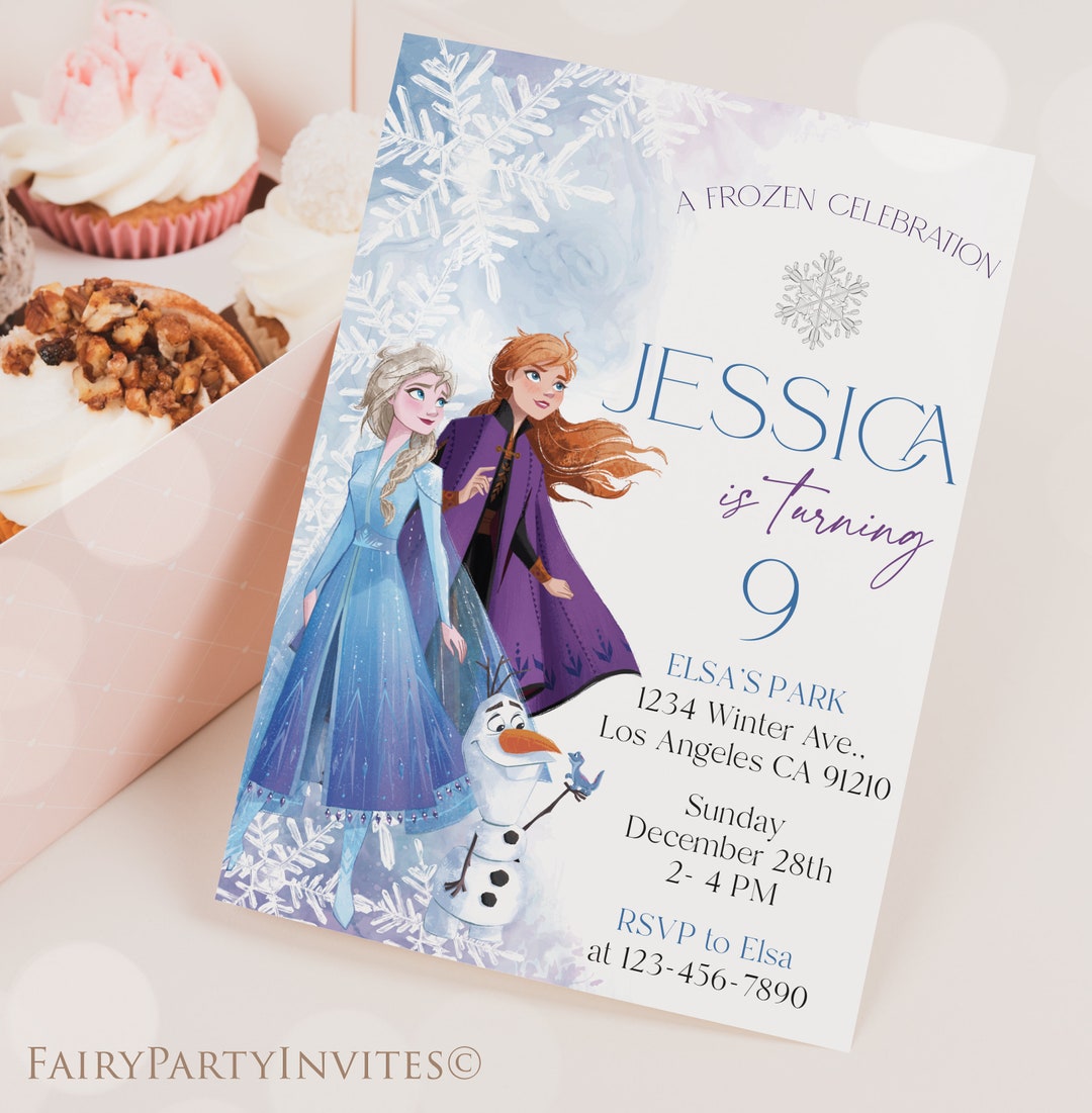 Frozen Birthday Invitation Template, Frozen Invitation, Frozen Thank