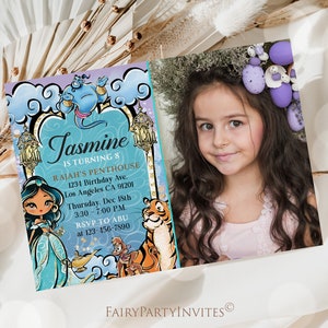 Jasmine Invitation Template, Jasmine Invitation, Jasmine Thank You Tag, Jasmine Birthday Editable Invitation – PJ01