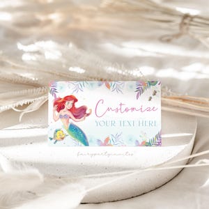 The Little Mermaid Place Card, The Little Mermaid Food Tent, The Little Mermaid Folded Tent Card, The Little Mermaid Place Card