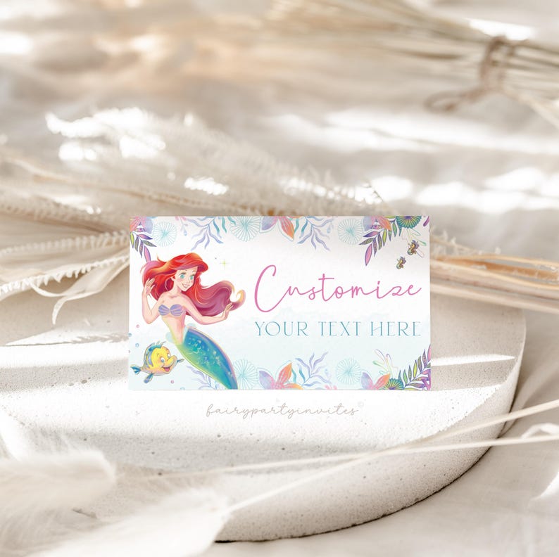 The Little Mermaid Place Card, The Little Mermaid Food Tent, The Little Mermaid Folded Tent Card, The Little Mermaid Place Card