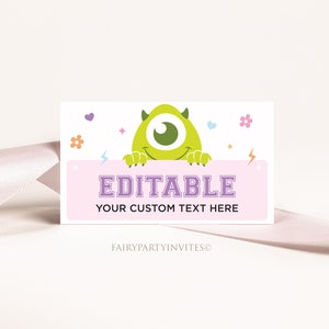 Monsters Inc Tischkarte Sofort Download, Monsters Inc Food Tent editierbare Vorlage, Monsters Inc Folded Tent Card - MON01
