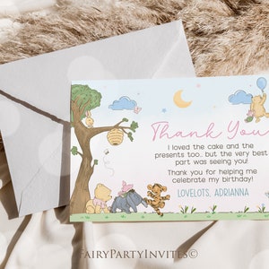 Personalised Winnie The Pooh Photo Thank You Cards – Pack Of 10 – Birthday, Christening – Disney