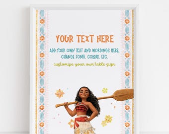 Moana Birthday Party Table Sign: Editable Template (Digital Download)