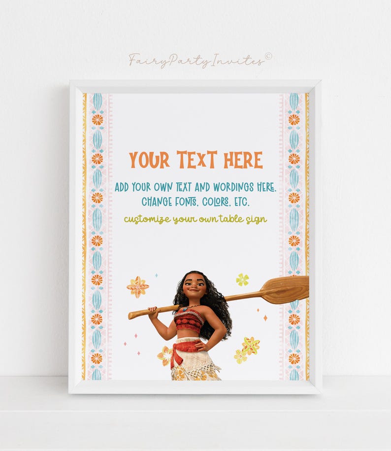 Moana Birthday Party Table Sign, Moana Party Sign, Moana Party Favor Treat Sign, Moana Theme Birthday Party Table Sign, Moana Banner