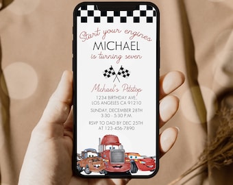 Cars Birthday Invitation Template: Lightning McQueen Electronic Invite (LM02)