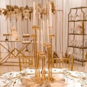 Big Sale!!!8 Arms Gold Cluster Candle Holder