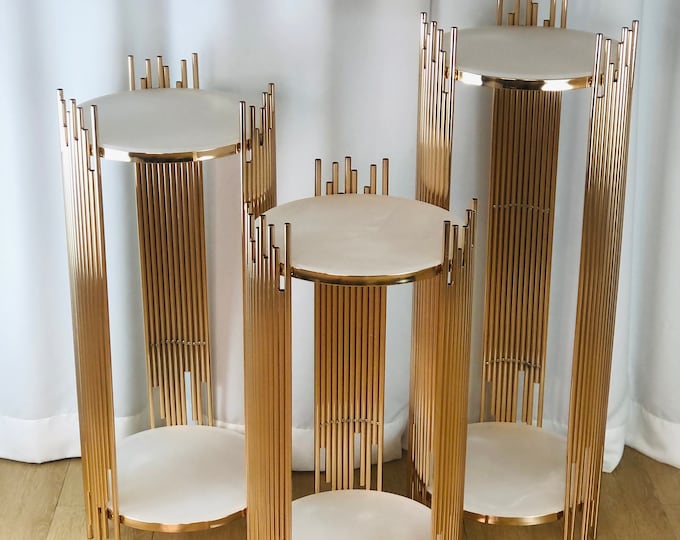 FUHSY Cylinder Pedestal Stands Set Of 3 Large Round White