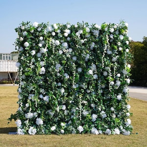 US Seller---5D  Flower Wall 8*8ft  - Flower Wall Rolling Up Curtain Wall, Fabric Flower Wall, Wedding Party Photo Backdrop