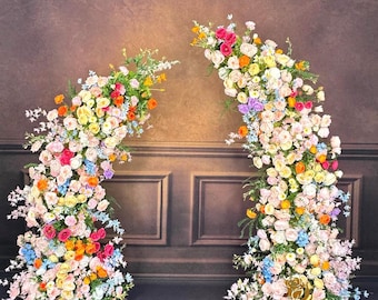 Ships from Houston/Wildflower-Inspired Spring and Summer Wedding Arch Décor. Wedding Archway Artificial Rose Archway,Flower Row Arrrangement